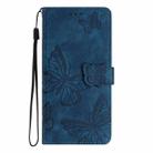 For iPhone 16 Pro Max Skin-feel Embossed Butterfly Leather Phone Case(Blue) - 3