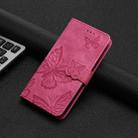 For iPhone 16 Pro Max Skin-feel Embossed Butterfly Leather Phone Case(Rose Red) - 2