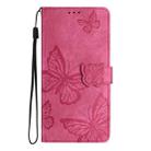 For iPhone 16 Pro Max Skin-feel Embossed Butterfly Leather Phone Case(Rose Red) - 3