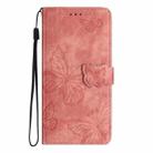 For iPhone 16 Pro Max Skin-feel Embossed Butterfly Leather Phone Case(Pink) - 3