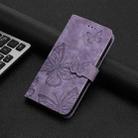 For iPhone 16 Pro Max Skin-feel Embossed Butterfly Leather Phone Case(Purple) - 2