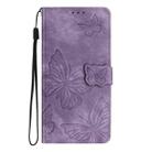 For iPhone 16 Pro Max Skin-feel Embossed Butterfly Leather Phone Case(Purple) - 3