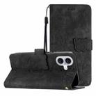 For iPhone 17 Skin-feel Embossed Butterfly Leather Phone Case(Black) - 1