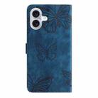 For iPhone 17 Skin-feel Embossed Butterfly Leather Phone Case(Blue) - 3