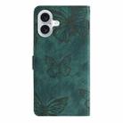 For iPhone 17 Skin-feel Embossed Butterfly Leather Phone Case(Green) - 3