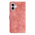 For iPhone 17 Skin-feel Embossed Butterfly Leather Phone Case(Pink) - 3