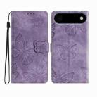 For iPhone 17 Air Skin-feel Embossed Butterfly Leather Phone Case(Purple) - 1