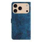 For iPhone 17 Pro Skin-feel Embossed Butterfly Leather Phone Case(Blue) - 3