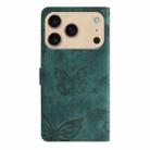 For iPhone 17 Pro Max Skin-feel Embossed Butterfly Leather Phone Case(Green) - 3