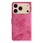 For iPhone 17 Pro Max Skin-feel Embossed Butterfly Leather Phone Case(Rose Red) - 3