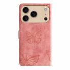For iPhone 17 Pro Max Skin-feel Embossed Butterfly Leather Phone Case(Pink) - 3