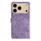 For iPhone 17 Pro Max Skin-feel Embossed Butterfly Leather Phone Case(Purple) - 3
