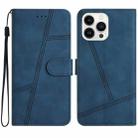 For iPhone 16 Pro Max Skin-feel Stitching Leather Phone Case(Blue) - 1