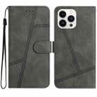 For iPhone 16 Pro Max Skin-feel Stitching Leather Phone Case(Grey) - 1