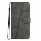 For iPhone 16 Pro Max Skin-feel Stitching Leather Phone Case(Grey) - 3