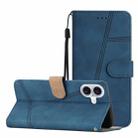 For iPhone 16 Plus Skin-feel Stitching Leather Phone Case(Blue) - 1