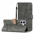 For iPhone 16 Plus Skin-feel Stitching Leather Phone Case(Grey) - 1