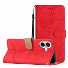 For iPhone 16 Plus Skin-feel Stitching Leather Phone Case(Red) - 1