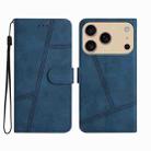 For iPhone 17 Pro Max Skin-feel Stitching Leather Phone Case(Blue) - 1