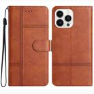 For iPhone 16 Pro Max Cowhide Texture Stitching Leather Phone Case(Brown) - 1