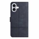 For iPhone 17 Cowhide Texture Stitching Leather Phone Case(Dark Blue) - 3