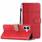 For iPhone 17 Cowhide Texture Stitching Leather Phone Case(Red) - 1