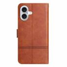 For iPhone 17 Cowhide Texture Stitching Leather Phone Case(Brown) - 3