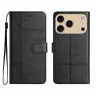 For iPhone 17 Pro Max Cowhide Texture Stitching Leather Phone Case(Black) - 1