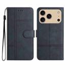 For iPhone 17 Pro Max Cowhide Texture Stitching Leather Phone Case(Dark Blue) - 1