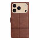 For iPhone 17 Pro Max Cowhide Texture Stitching Leather Phone Case(Coffee) - 3