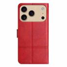 For iPhone 17 Pro Max Cowhide Texture Stitching Leather Phone Case(Red) - 3