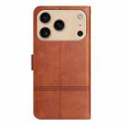 For iPhone 17 Pro Max Cowhide Texture Stitching Leather Phone Case(Brown) - 3