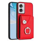 For Motorola Edge 50 Fusion Global Organ Card Bag Ring Holder Phone Case(Red) - 1