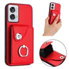 For Motorola Edge 50 Fusion Global Organ Card Bag Ring Holder Phone Case(Red) - 2