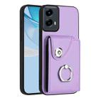 For Motorola Moto G 5G 2024 Organ Card Bag Ring Holder Phone Case(Purple) - 1