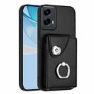 For Motorola Moto G 5G 2024 Organ Card Bag Ring Holder Phone Case(Black) - 1