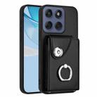 For Motorola Edge 60 Fusion / Edge 60 Organ Card Bag Ring Holder Phone Case(Black) - 1