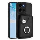 For Motorola Moto G 5G 2025 Organ Card Bag Ring Holder Phone Case(Black) - 1