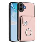For Nothing CMF Phone 1 Organ Card Bag Ring Holder Phone Case(Pink) - 1