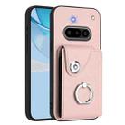 For Nothing Phone 3a Organ Card Bag Ring Holder Phone Case(Pink) - 1