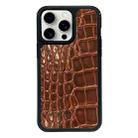 For iPhone 15 Pro Exclusive Design Style PC Full Coverage Pattern Phone Case(Brown Crocodile Texture) - 1