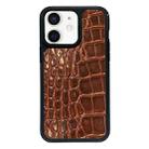 For iPhone 12 Exclusive Design Style PC Full Coverage Pattern Phone Case(Brown Crocodile Texture) - 1