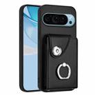 For Google Pixel 9 Pro XL Organ Card Bag Ring Holder Phone Case(Black) - 1