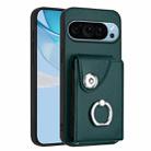 For Google Pixel 9 Pro XL Organ Card Bag Ring Holder Phone Case(Green) - 1