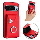 For Google Pixel 9 / 9 Pro Organ Card Bag Ring Holder Phone Case(Red) - 2