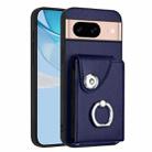 For Google Pixel 8a Organ Card Bag Ring Holder Phone Case(Blue) - 1