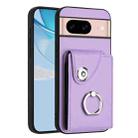 For Google Pixel 8a Organ Card Bag Ring Holder Phone Case(Purple) - 1