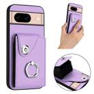 For Google Pixel 8a Organ Card Bag Ring Holder Phone Case(Purple) - 2