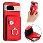 For Google Pixel 8a Organ Card Bag Ring Holder Phone Case(Red) - 2