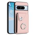 For Google Pixel 8 Pro Organ Card Bag Ring Holder Phone Case(Pink) - 1